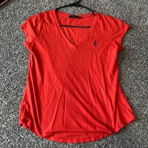 Red Polo Short Sleeved V-neck